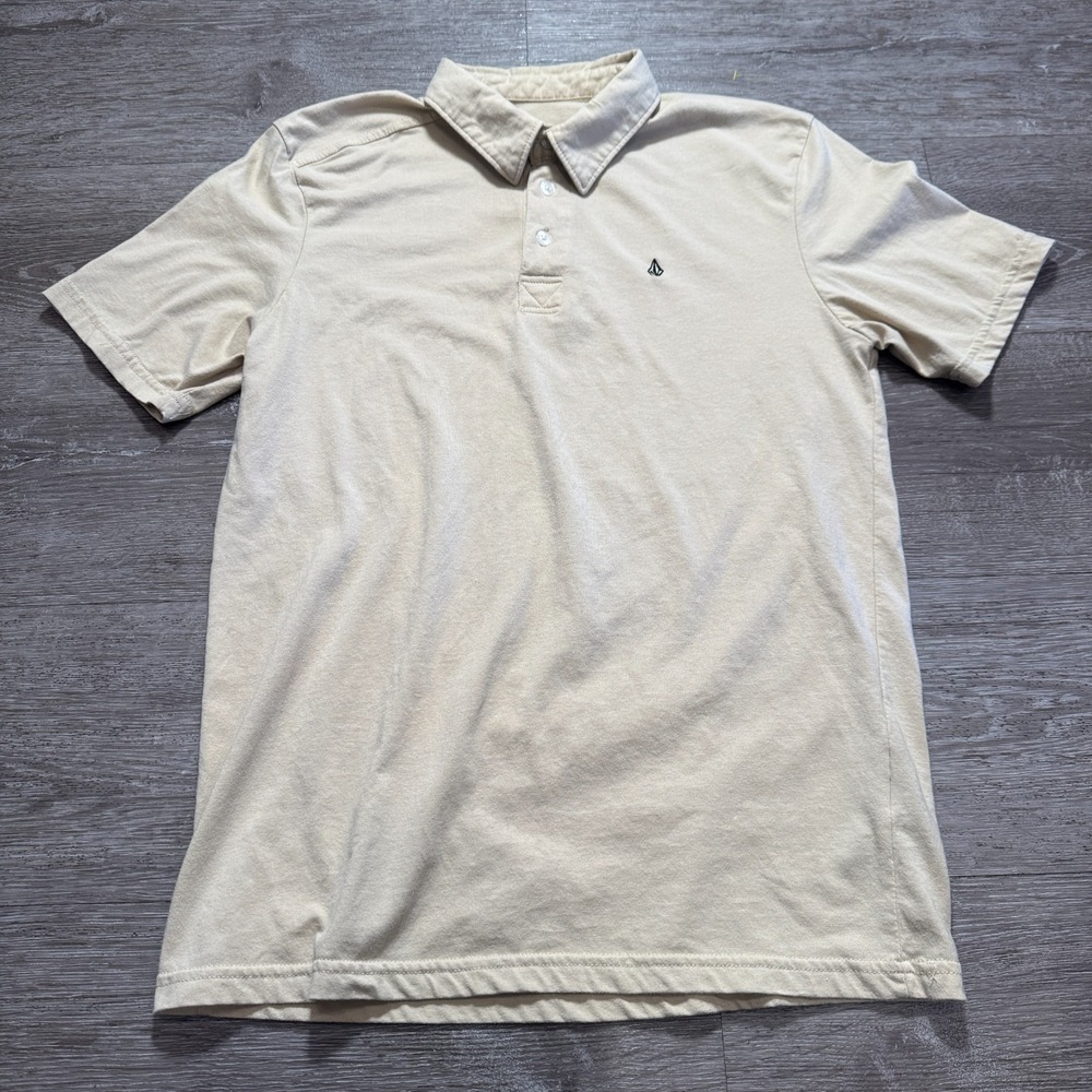 Vintage Volcom‎ Shirt Mens Small Yellow Short Sleeve Knit Cotton Blend Skate